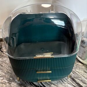 Teal Storage Organizer with Gold Accents